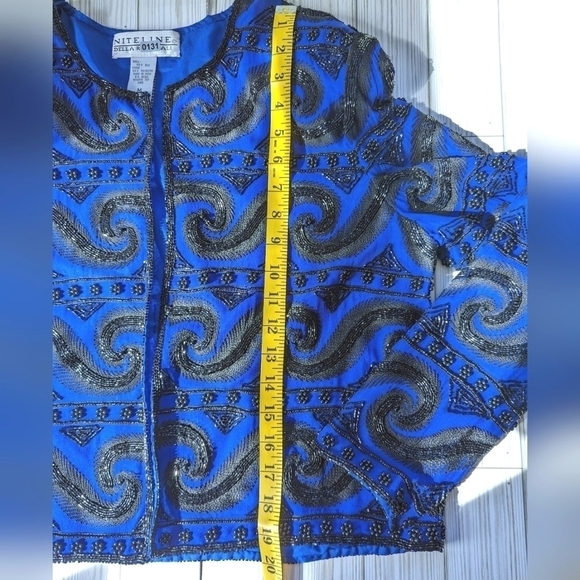 Niteline Della Roufogali Vintage Silk Beaded Semi Sheer Jacket Size Medium - Picture 11 of 14